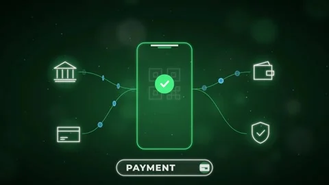 Digital Payment QR Code Line Icons Animation Mobile Payment Interface Vidéo 347415561