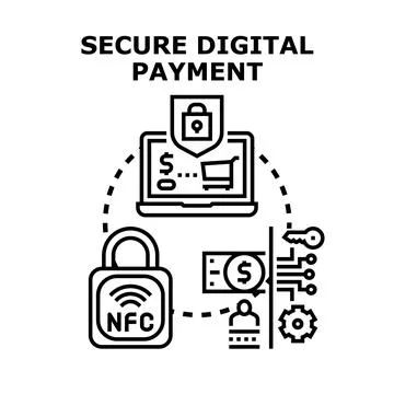Digital payment security concept protecting online transactions Illustrazione stock