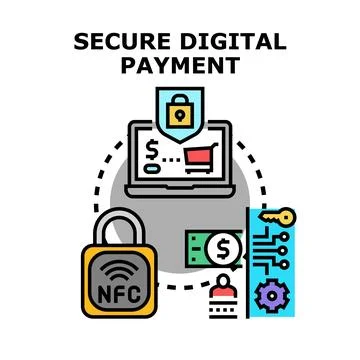 Digital payment security concept protecting online transactions Stock Illustration