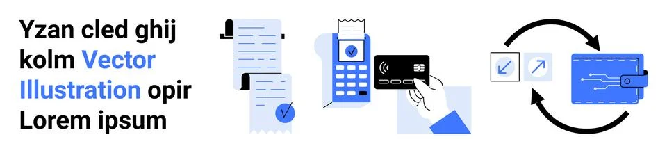 Digital Payment Solutions and Document Processing Concept Stockillustratie