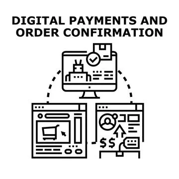 Digital payment system confirming online order transaction Illustration