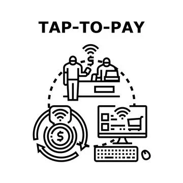 Digital payment system contactless terminal transaction concept 스톡 일러스트