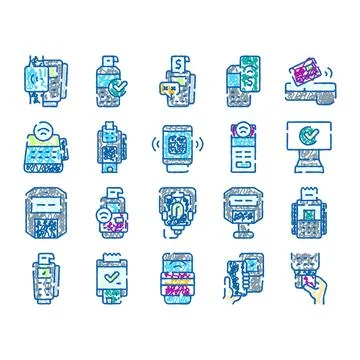 Digital payment system icons collection set concept 스톡 일러스트