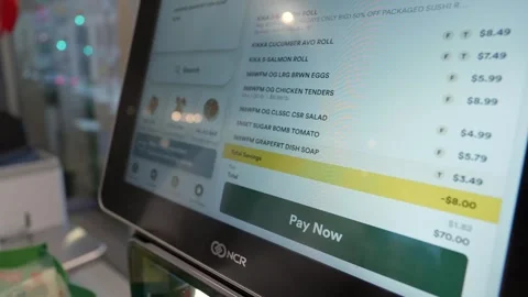 A Digital Payment Terminal that Features an Itemized Receipt Display for Vídeo Stock 295081103