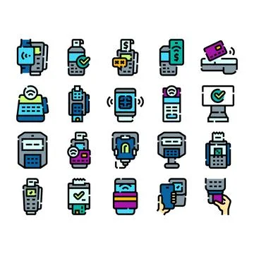 Digital payment terminal transactions and financial commerce operation Stock Illustration