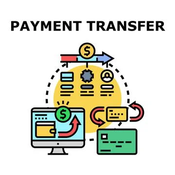 Digital payment transfer process financial transaction concept Stock Illustration