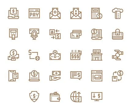 Digital Payment Vector Icon Library with 28 Bold Line 64x64 Pixel Optimized.. Stock Illustration