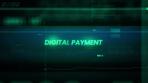 Digital Payment Word on Noise Glitch Error technology futuristic data Stock Footage 343463737