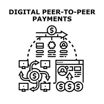 Digital peer to peer payment exchange concept illustration Ilustração Stock