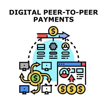 Digital peer to peer payment exchange concept illustration Ilustração Stock