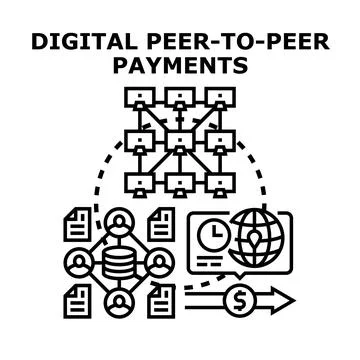 Digital peer to peer payments distributed network concept Stock Illustration
