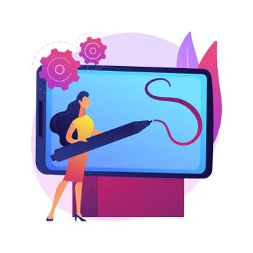 Digital pen abstract concept vector illustration. Illustrazione stock