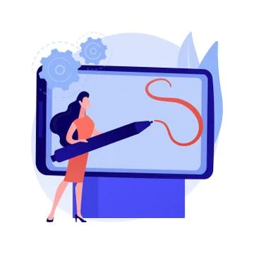 Digital pen abstract concept vector illustration. Illustrazione stock