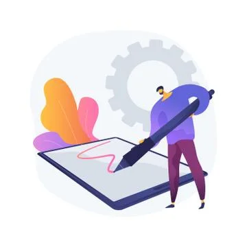 Digital pen abstract concept vector illustration. Illustrazione stock