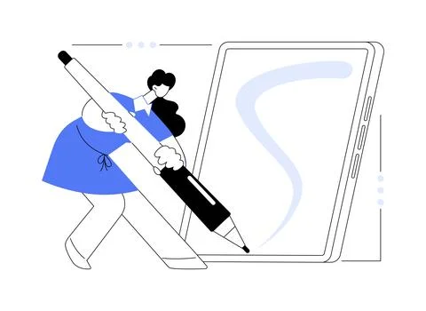 Digital pen abstract concept vector illustration. Illustrazione stock