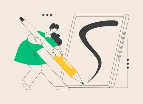 Digital pen abstract concept vector illustration. Illustrazione stock