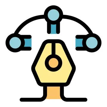 Digital pen tool connecting three nodes representing design and creativity 스톡 일러스트