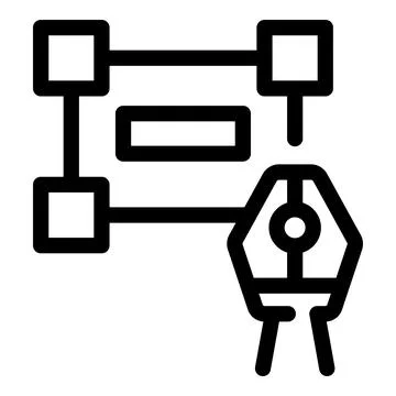 Digital pen tool editing nodes on horizontal lines icon Stock Illustration