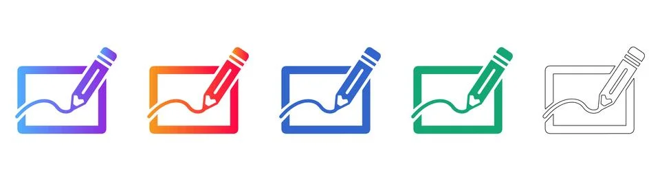 Digital Pencil Editing Icon Set Illustrazione stock