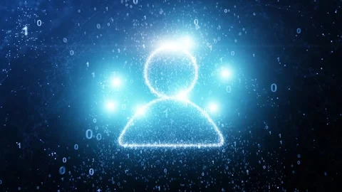 Digital people icon and augmented binary numbers animation Stock Footage 337231657