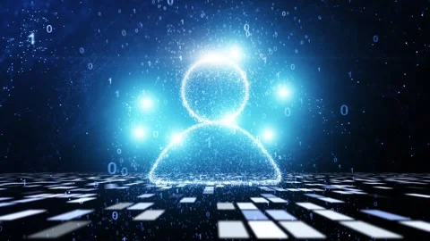 Digital people icon on a augmented binary numbers network background Stock Footage 340238709