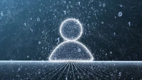 Digital people icon on binary data technology looping background 库存影片 334078316
