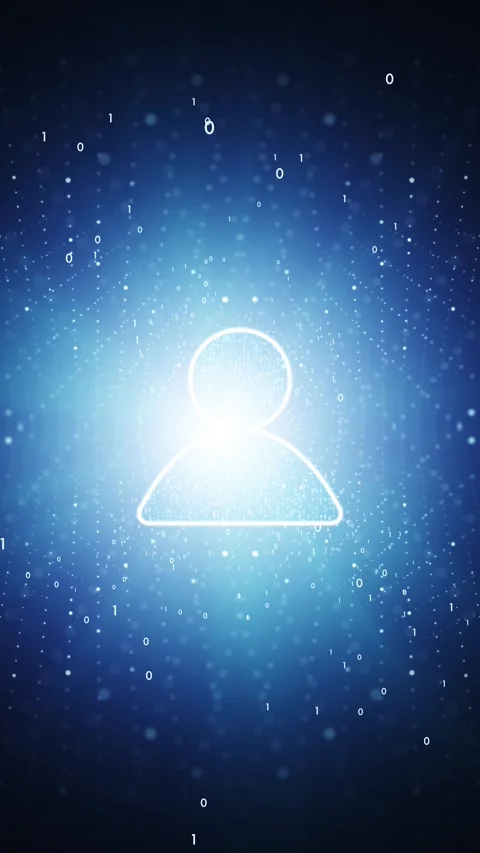 Digital people icon binary numbers loop vertical animation Stock Footage 347507549