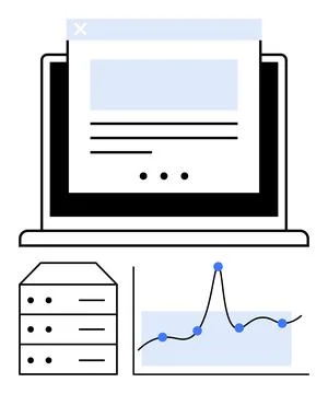 Digital Performance Data Analysis and Web Development Visualization on Lapt.. Illustrazione stock