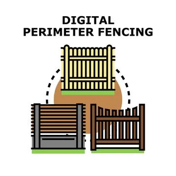 Digital perimeter fencing concept vector illustration displaying security イラスト素材