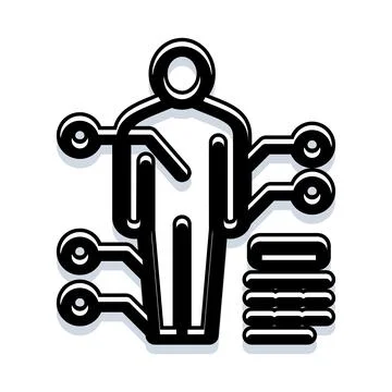 Digital person connecting with data and technology concept Illustrazione stock