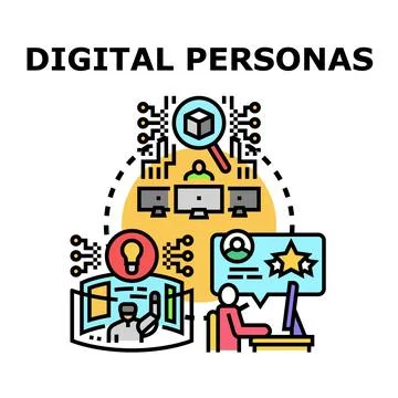 Digital personas developing user experience strategy Illustrazione stock