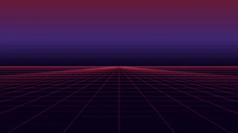 A digital perspective grid featuring glowing red lines on a dark background Stock Footage 339618880