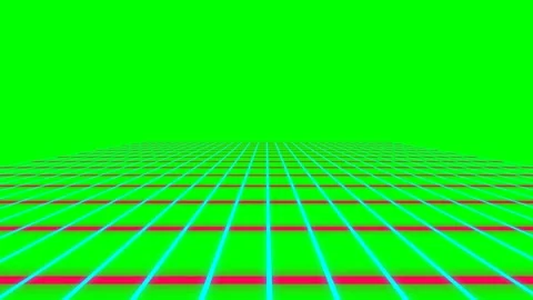 A digital perspective grid floating against a vibrant chroma key green screen Stock Footage 341839451