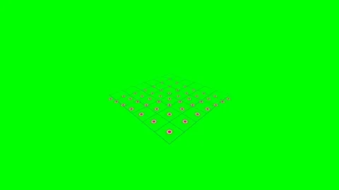 A digital perspective grid with glowing circular nodes on a green screen Stock Footage 340266166