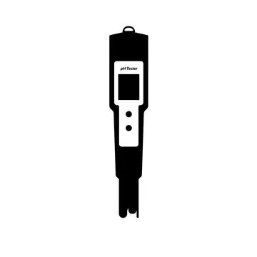 Digital pH Meter Silhouette. Black and White Icon Design Elements on Isolat.. 스톡 일러스트