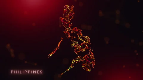 Digital Philippines Map Motion Reveal With Abstract Red And Orange Plexus N.. Video stock 330067304