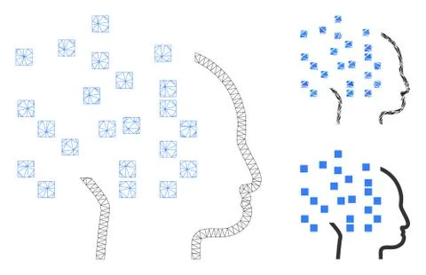 Digital Phinking Vector Mesh Wire Frame Model and Triangle Mosaic Icon Stock Illustration