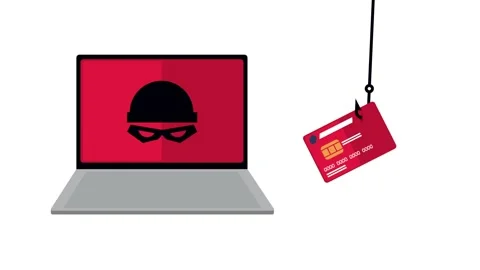 Digital phishing attack on laptop stealing credit card information, cybercr.. Stock Footage 333720545