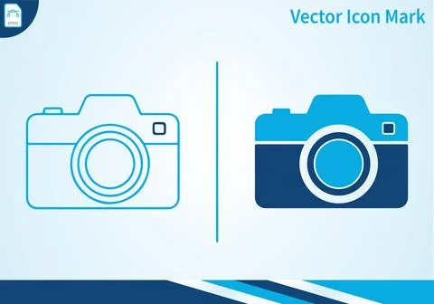 Digital photo camera icon set in outline and solid styles. Stock-Illustration