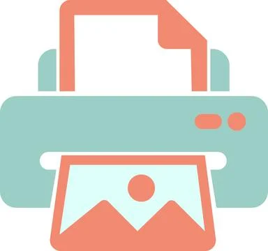 Digital photo printer machine flat pastel icon Stock Illustration