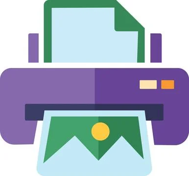 Digital photo printer machine with picture icon Stock-Illustration