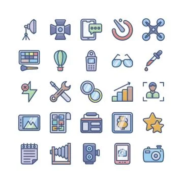 Digital Photography Icons Bundle Stock Illustration