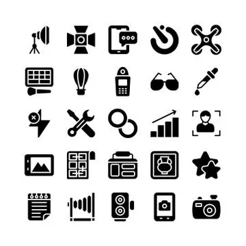 Digital Photography Icons Bundle Stock Illustration
