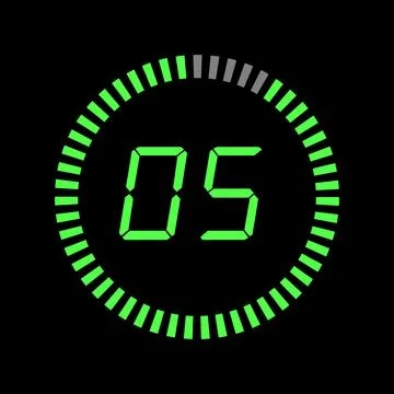 Digital Pi diagram countdown timer with 05 number outline style design illu.. Stock Illustration