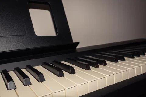 A digital piano keyboard close-up Stock Photos