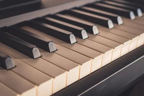 A digital piano keyboard close-up Stock Photos