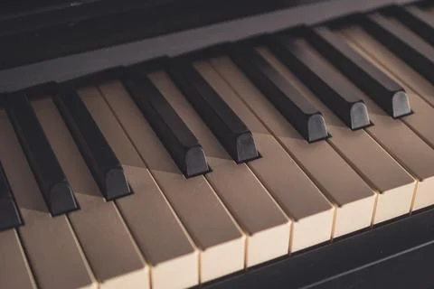 A digital piano keyboard close-up Stock Photos