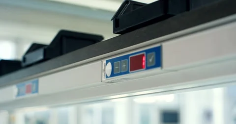 Digital pick to light display system on industrial storage rack in warehouse Video stock 329677885