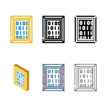 Digital picture color icon vector mix 库存插图