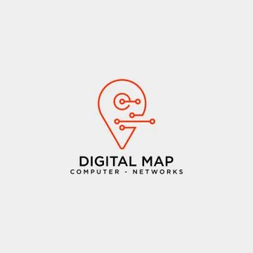 Digital pin map line logo template vector illustration icon element Ilustración de archivo